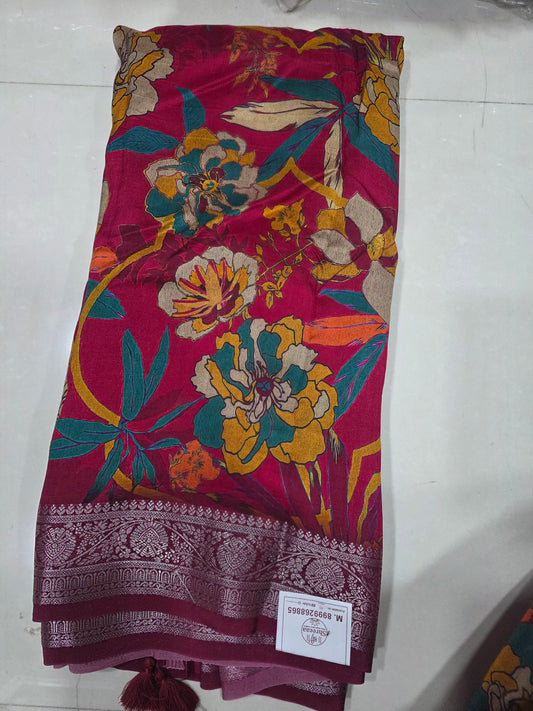 Muslin silk saree ||A395||2450