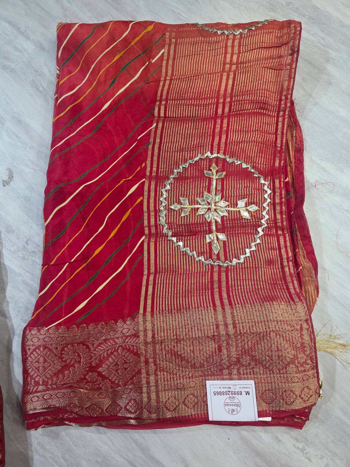 H.o Silk Lehariya Saree With Kachha Gottapatti || A415 || 2400