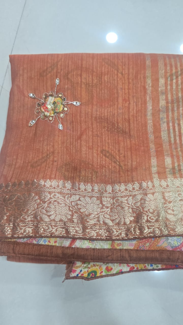 Tussar silk saree with hand work code || A22 ||3200||
