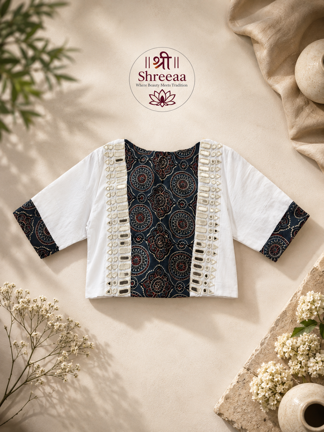 Designer Hand-Stitched Real Mirror Work Blouse || B21 ||