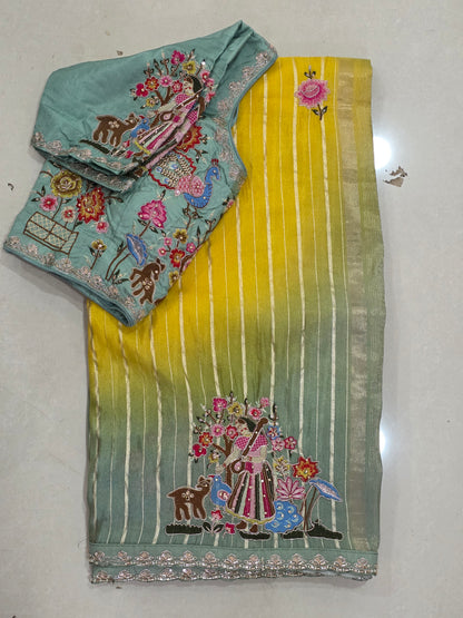 Stich Blouse Pure Saree || A325 || 3500 ||