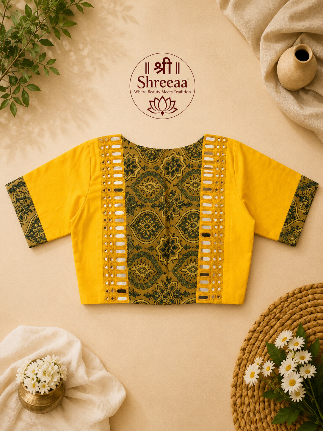 Designer Hand-Stitched Real Mirror Work Blouse || B21 ||
